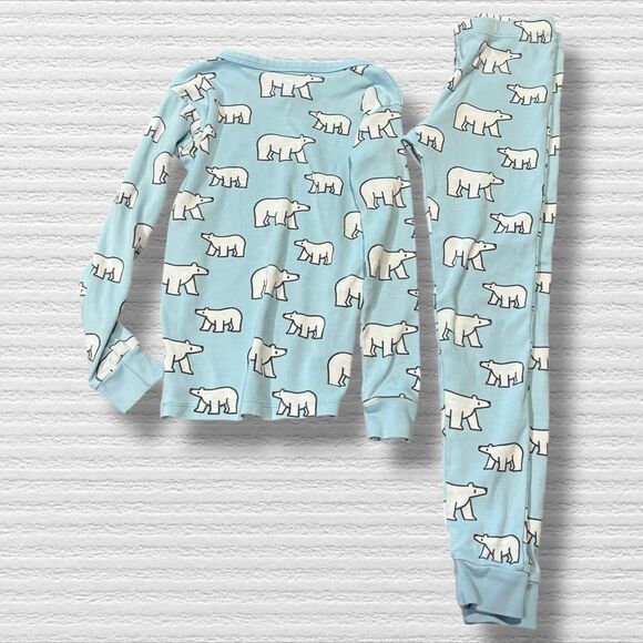 Monica + Andy Organic Cotton Polar Bear Long Jon Pajamas Blue Size 8 GOTS - Picture 5 of 5
